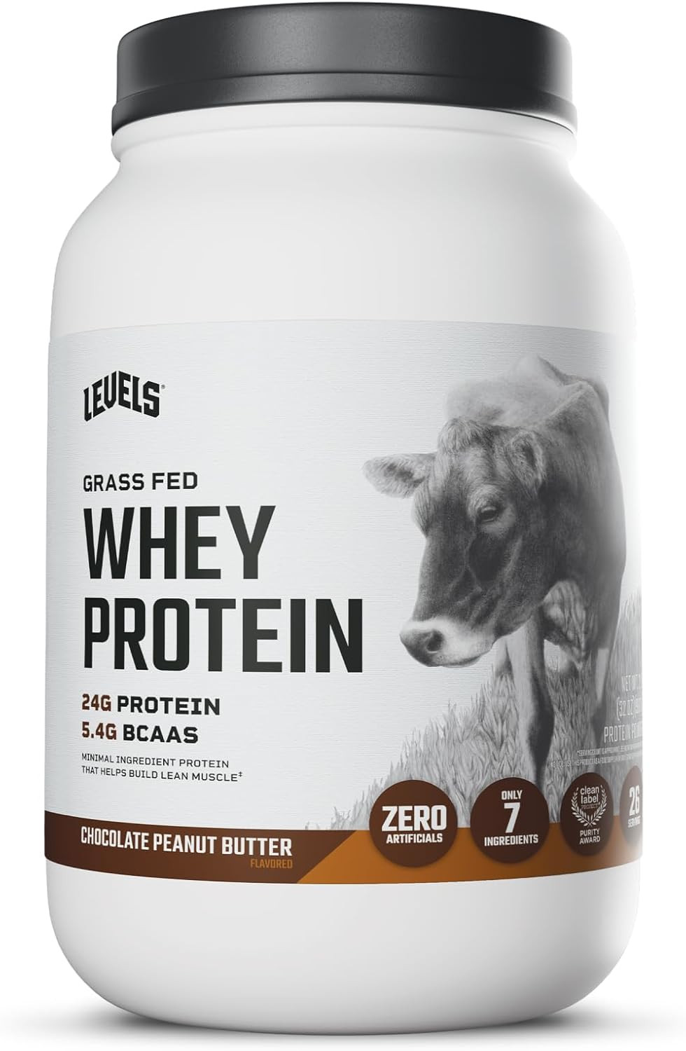 Levels Grass Fed Whey Protein Powder, No Artificials, 24G of Protein, Chocola…