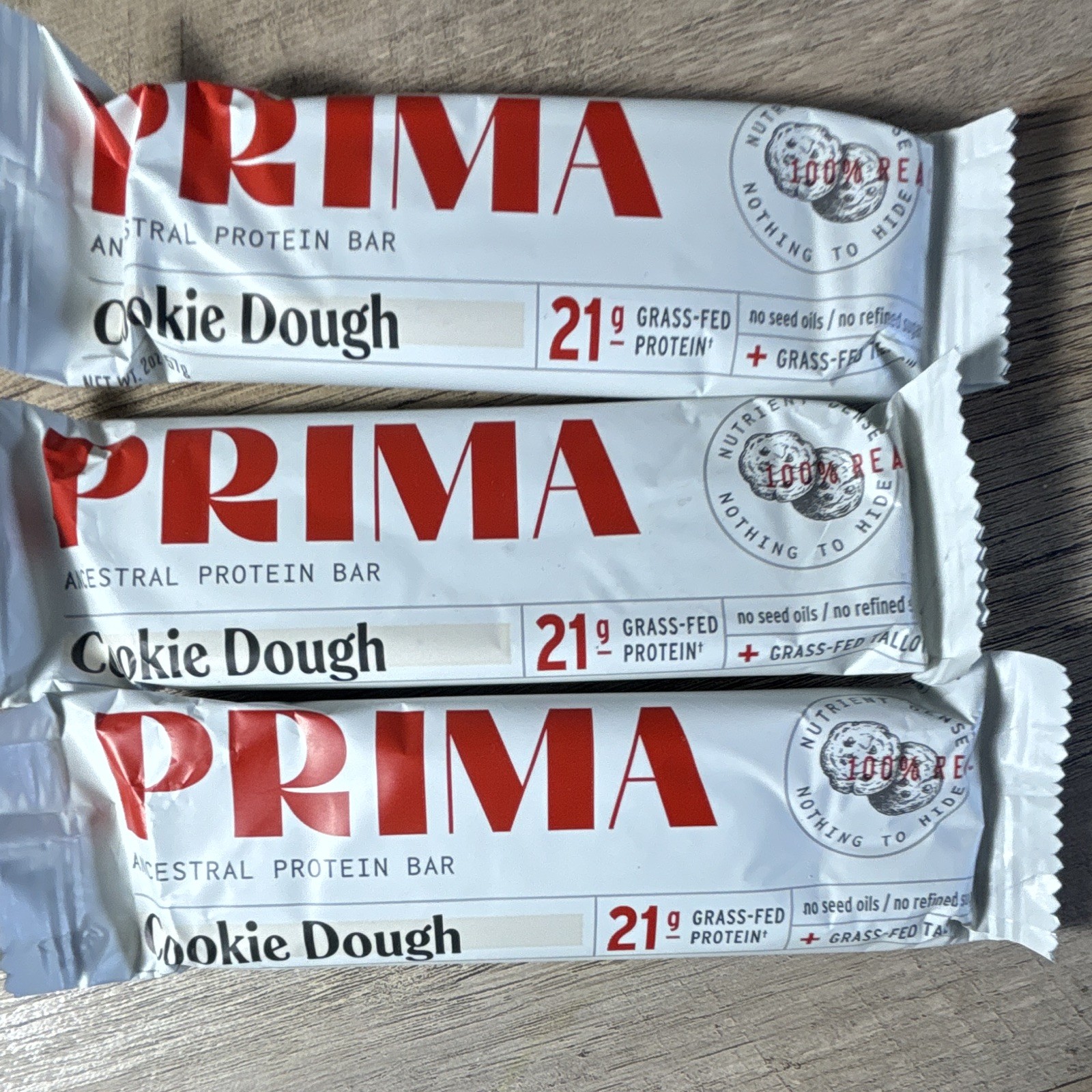 PRIMA Ancestral Protein Bar Cookie Dough 21g Protein Grass Fed (3 Bars)