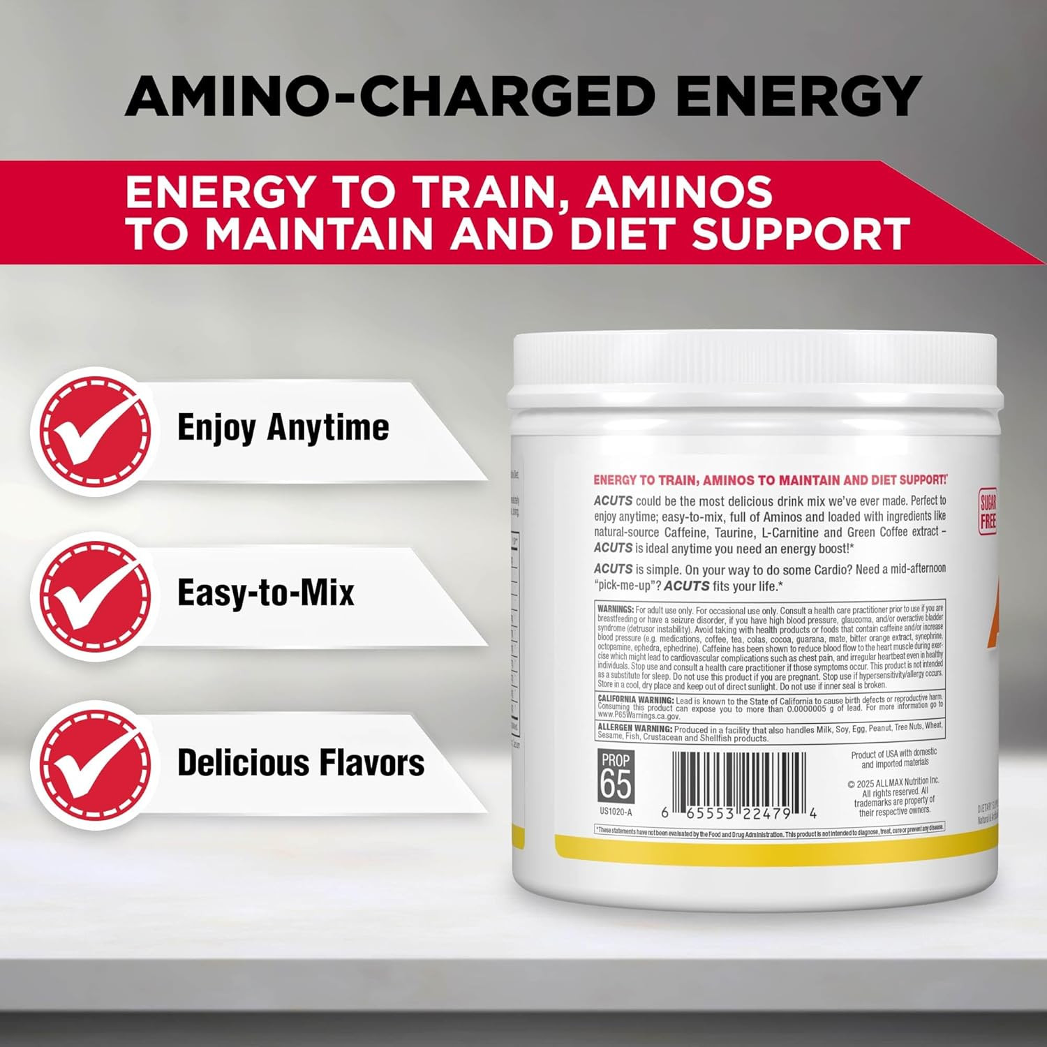 ACUTS Amino Energy Powder with Amino Acids Supplement, Pina Colada, 30 Servings,