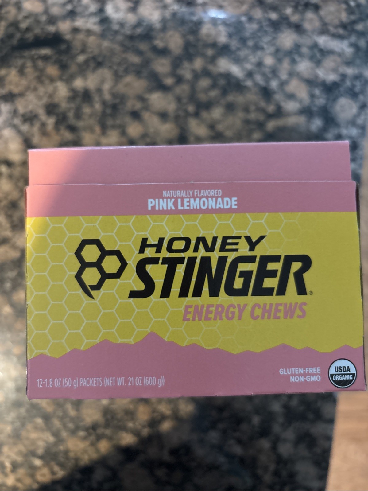 Honey Stinger Organic Pink Lemonade Energy Chew 12 Pack Gluten Free Exp 08/2026