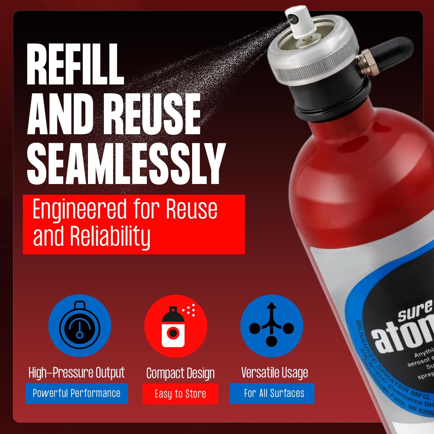 Sure Shot B8000PL Refillable 16 oz Non-Aerosol Plastic Body with Aluminum Canist