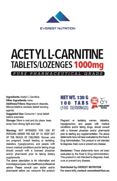 ACETYL L-CARNITINE (ALCAR, ALC) TABLETS 1000mg
