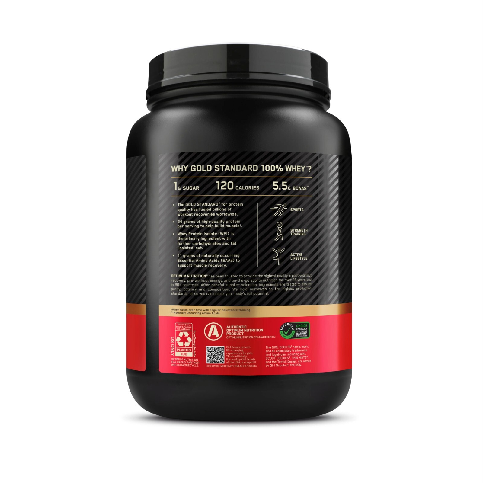 2 pack Optimum Nutrition, Gold Standard 100%,Girl Scout Thin Mint Cookie 1.5lb