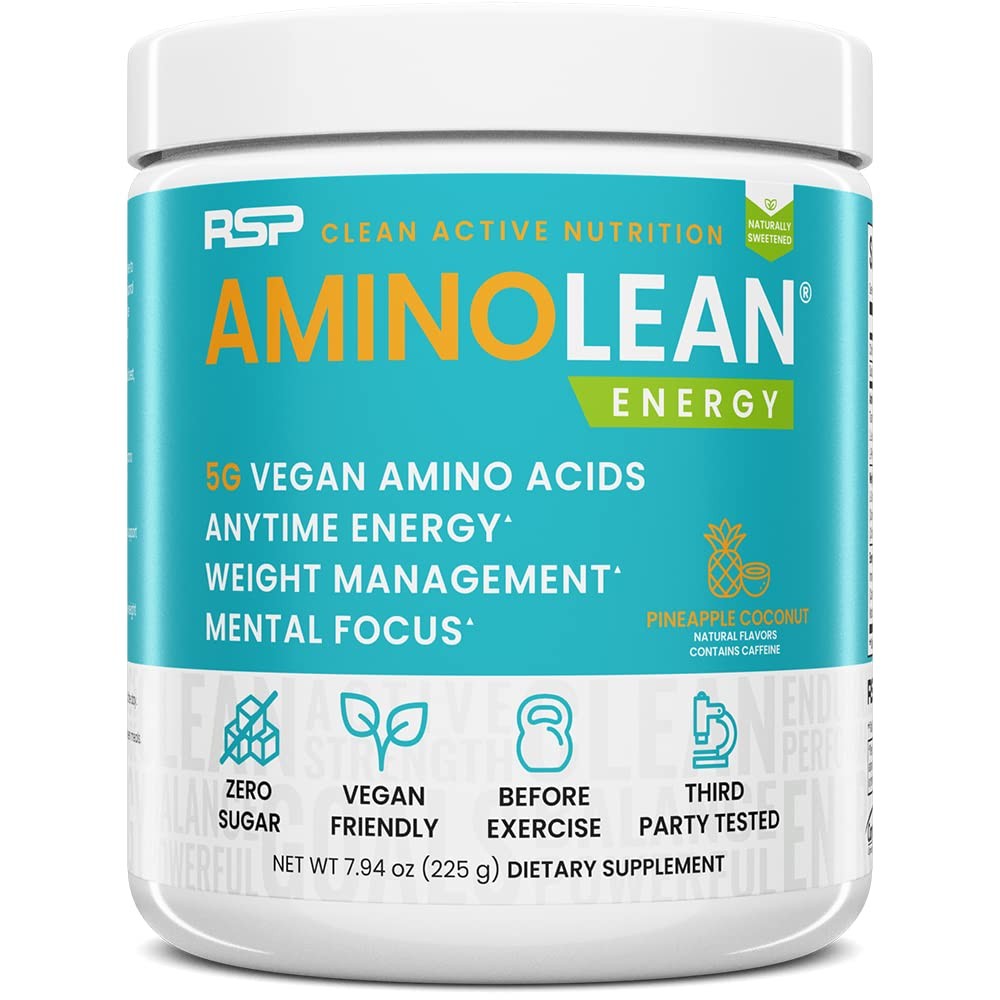 RSP Vegan AminoLean – All-in-One Natural Pre Workout, Amino Energy, Weight Ma…