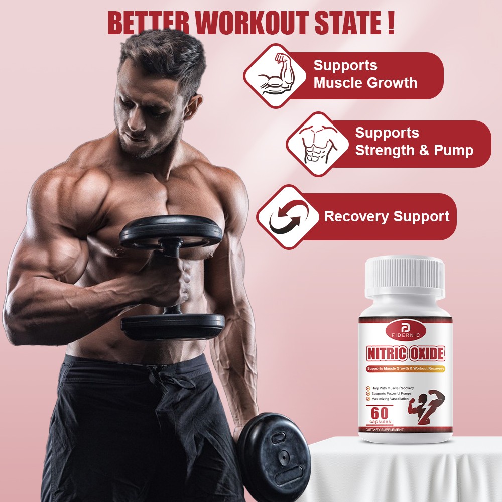 Nitric Oxide Booster Supplement w/ L-Arginine Premium Workout Muscle 60 Capsules