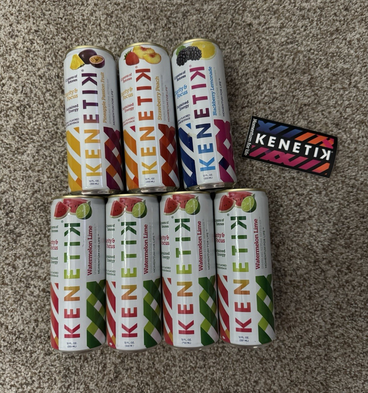 Kenetik Sparkling Ketone Beverage Variety Pack 12 fl oz Zero Sugar Caffeine 7pk
