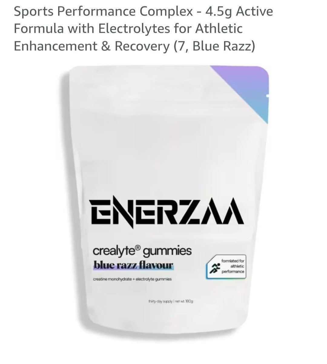 ENERZAA Creatine Gummies Blue Razz Flavor 180g 30 Day Supply