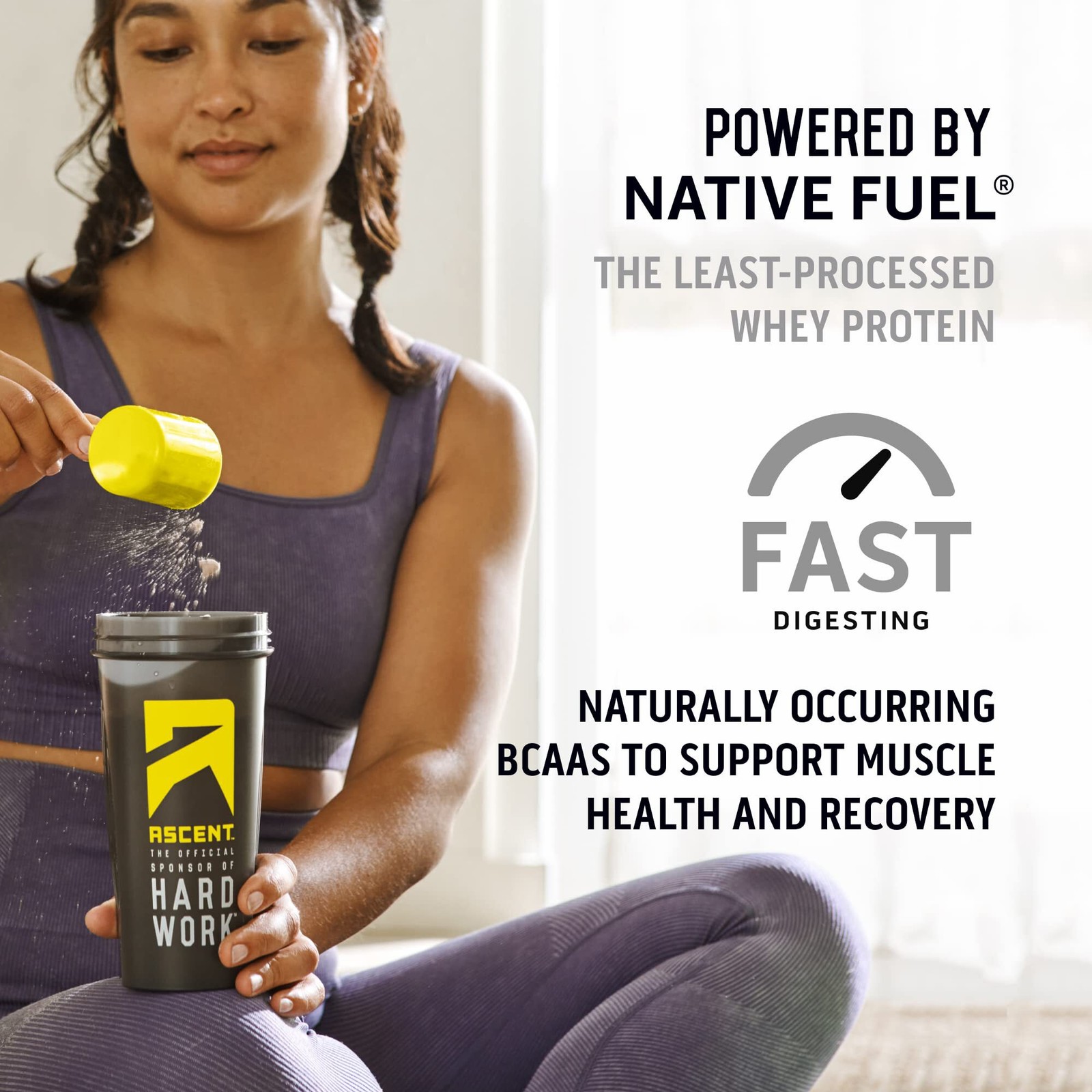 11/26 Ascent 100% Whey Protein Powder Post Workout Vanilla Bean 2 lb