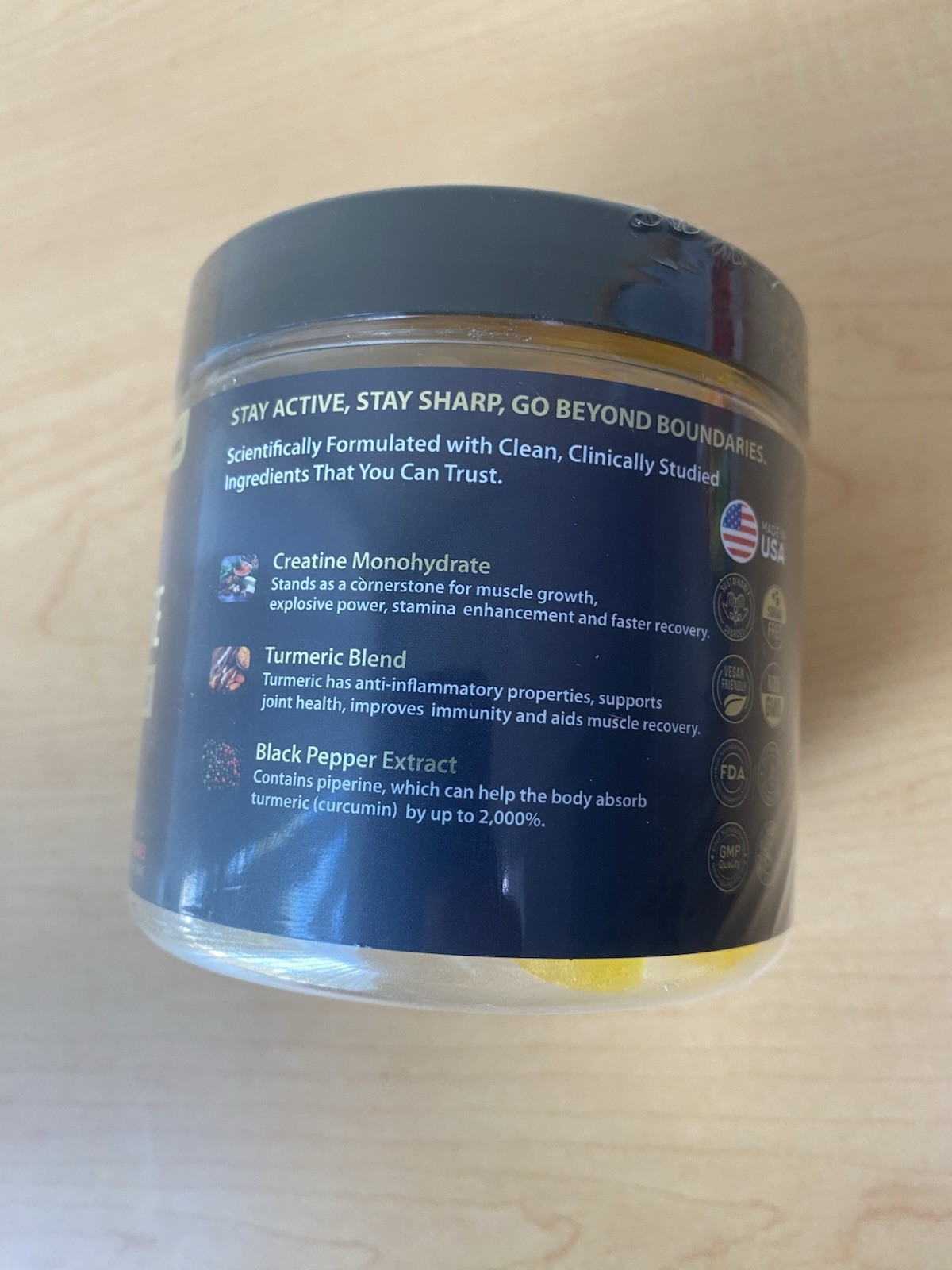 EcoWise Creatine Monohydrate Turmeric Black Pepper Vegan Gummies Supplement