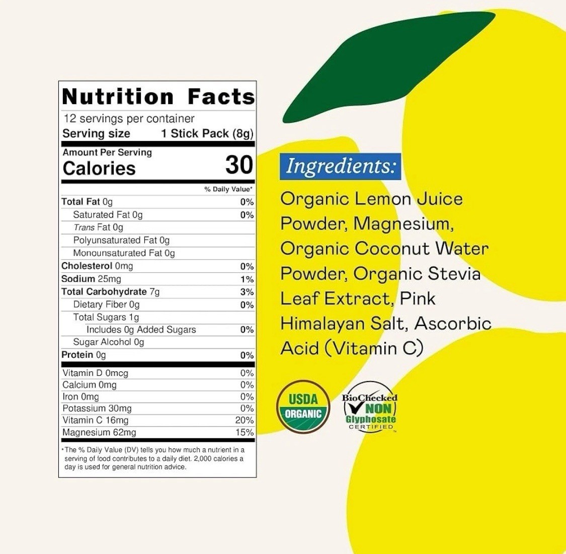 GoodOnya Organic Hydration | Lemon | 12 Sticks – New in Box