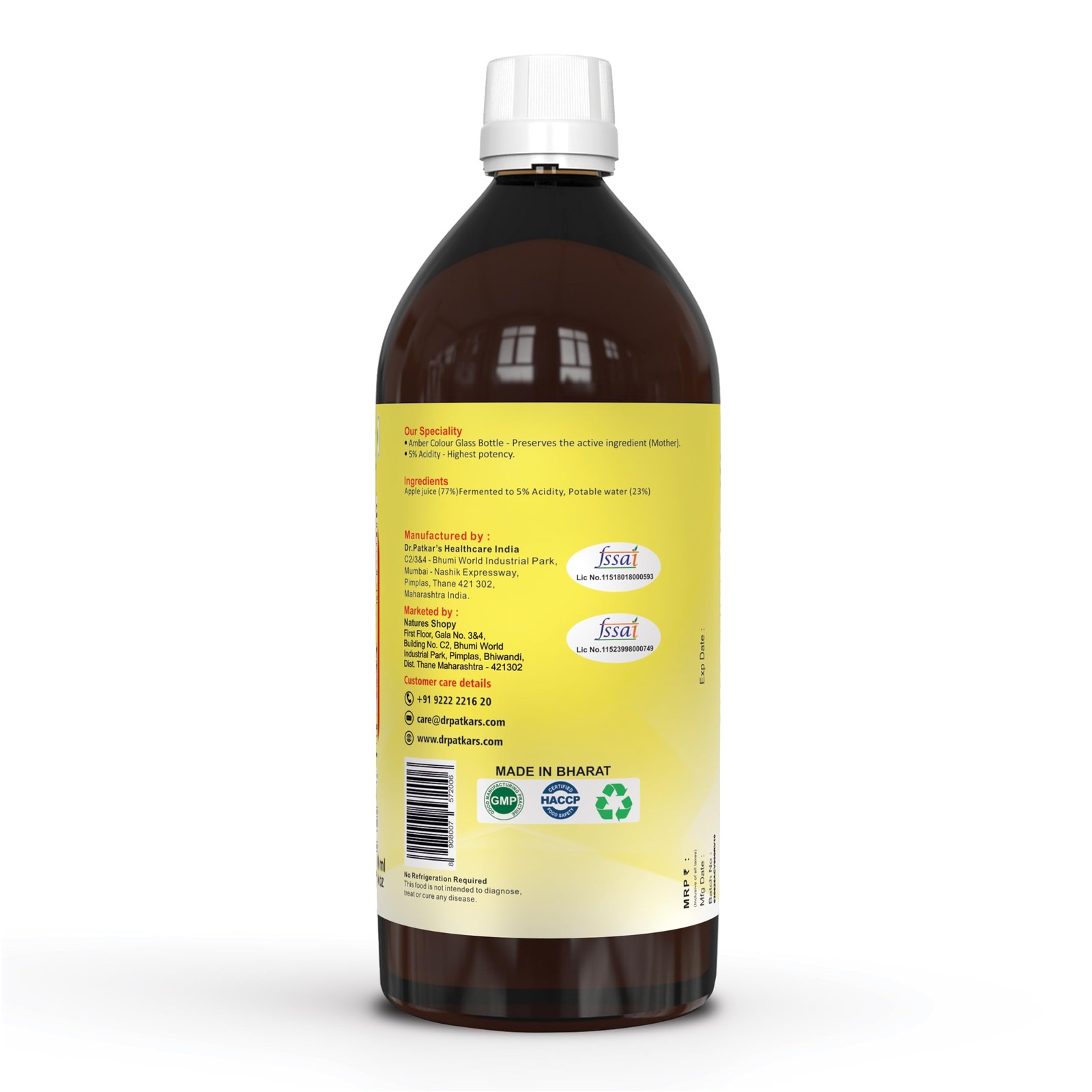 Dr Patkar Apple Cider Vinegar with Mother 500ml