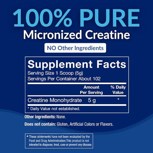 BodyTech Creatine Monohydrate Powder, Unflavored Micronized Creatine Formula for