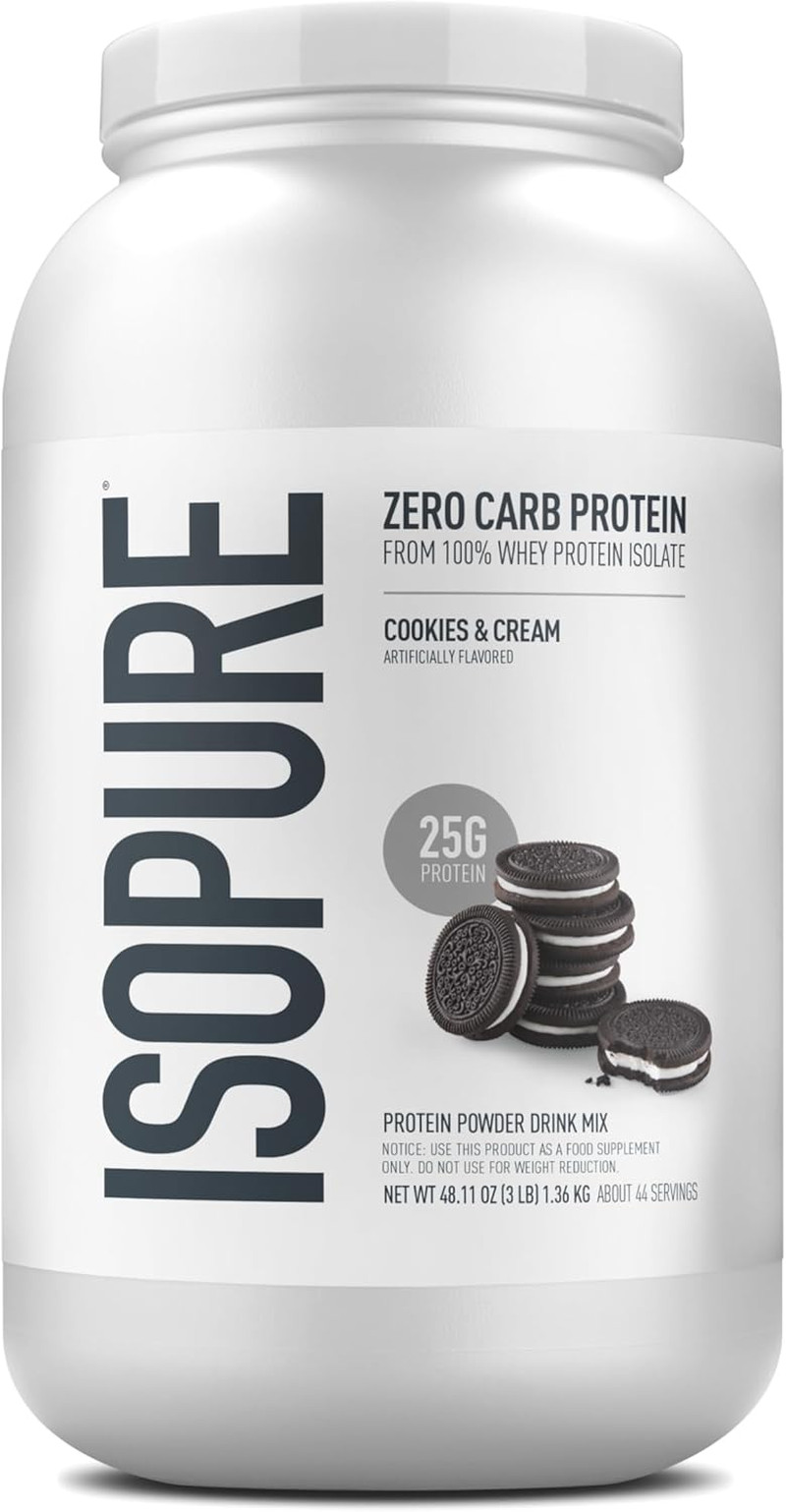 Isopure Zero Carb Whey Isolate Protein Cookies & Cream 3 lbs 25g 44 Servings