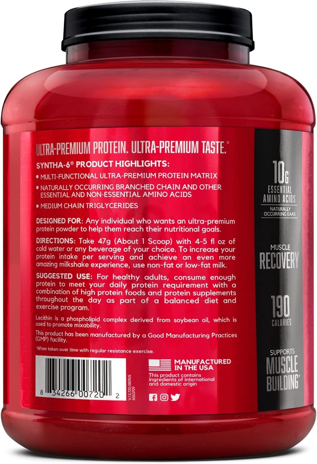 Whey Protein Powder – Casein & Milk Isolate, Chocolate, 48 Servings