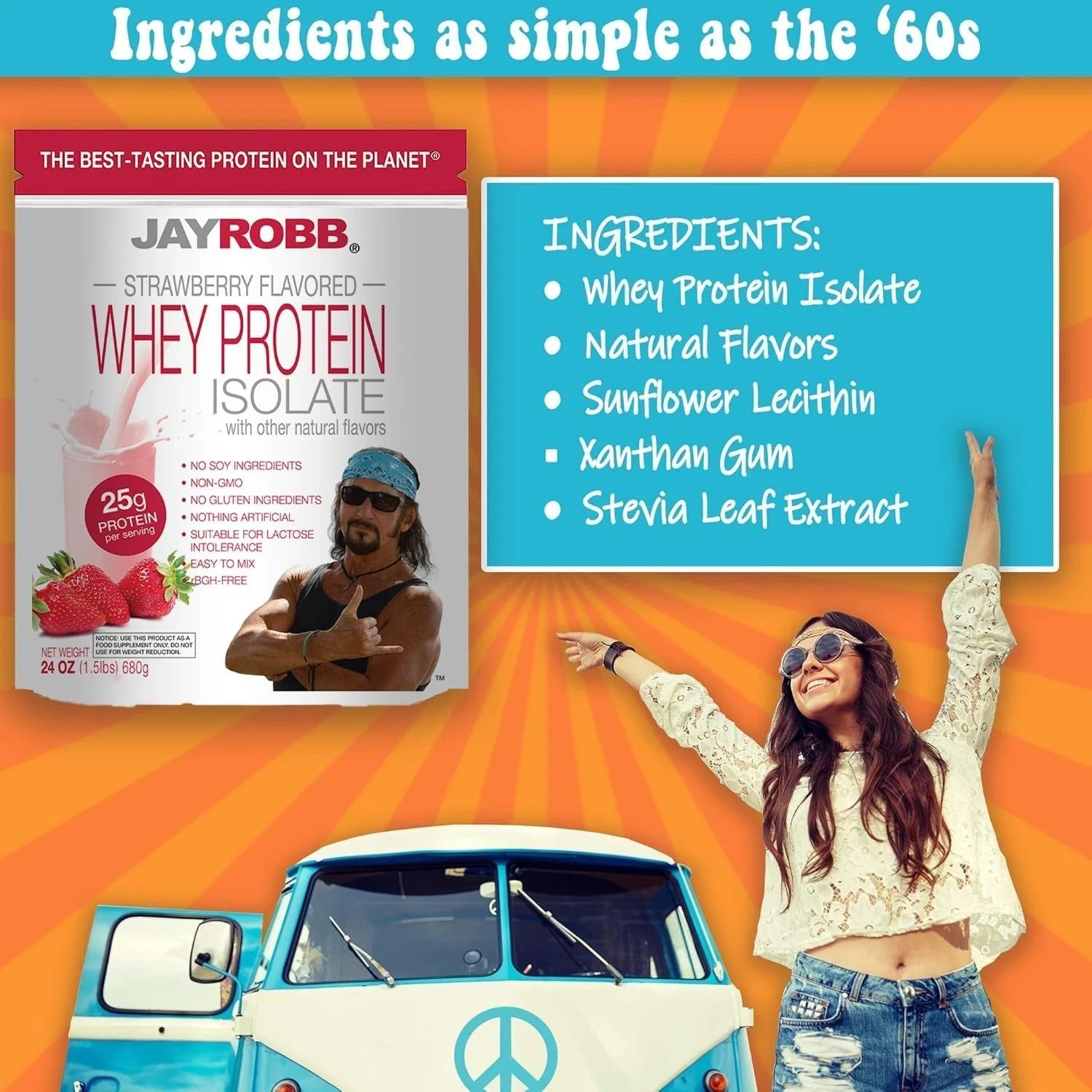 JAYROBB Whey Protein 1.5 Pound, Strawberry PACK OF 2