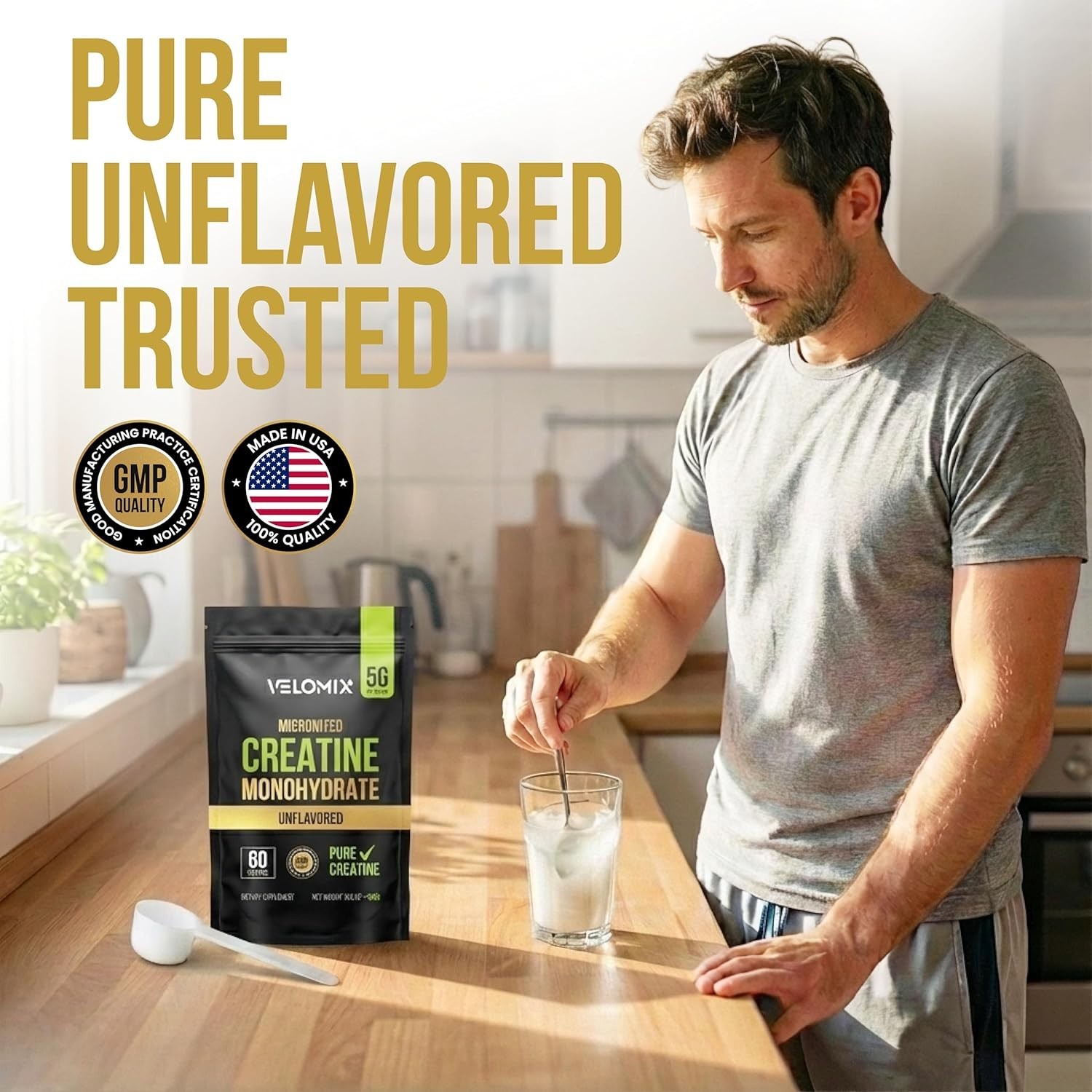Daily Use Micronized Creatine Powder – 5000mg, 60 Servings for Strength Gains