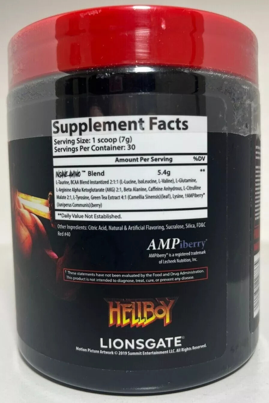 Insane Labz Hellboy Insane Amino BCAA Energy Pre-Workout 30 Servings 3 Flavors