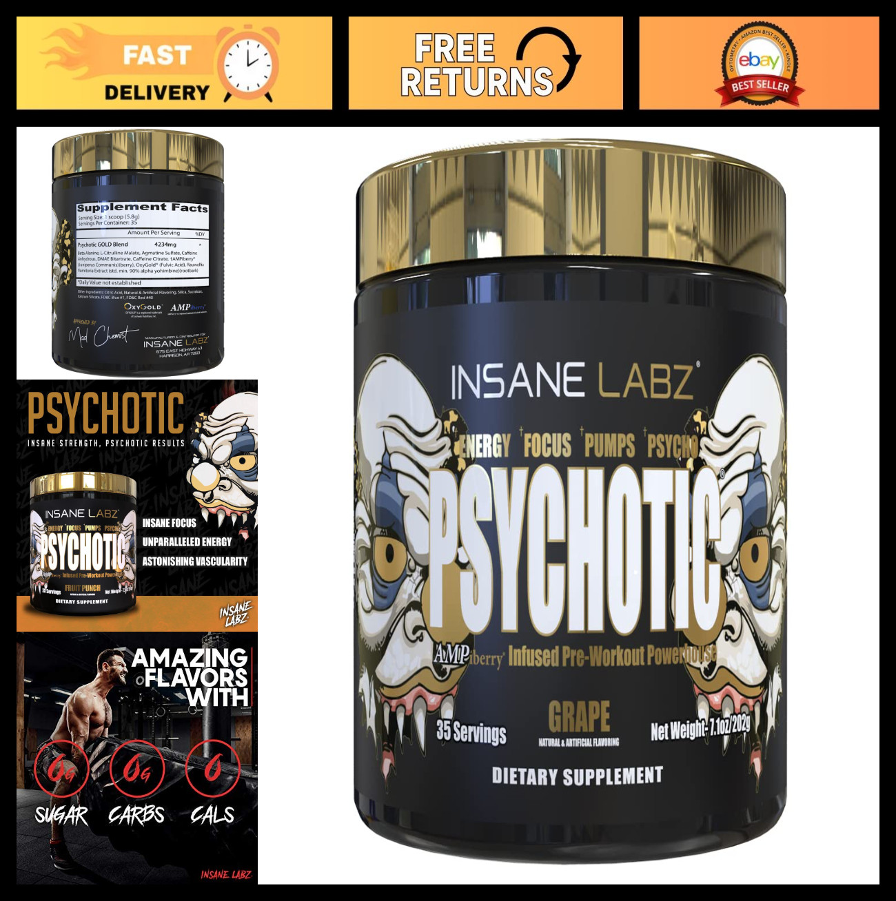 High Stimulant Pre Workout Powder – Extreme Energy, Focus & Endurance, 35 Servin
