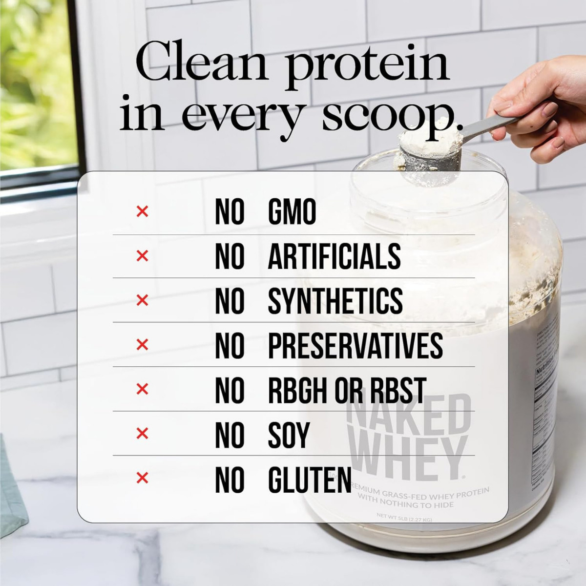 NAKED Whey Vanilla Protein Powder, Grass-Fed, 24 Servings