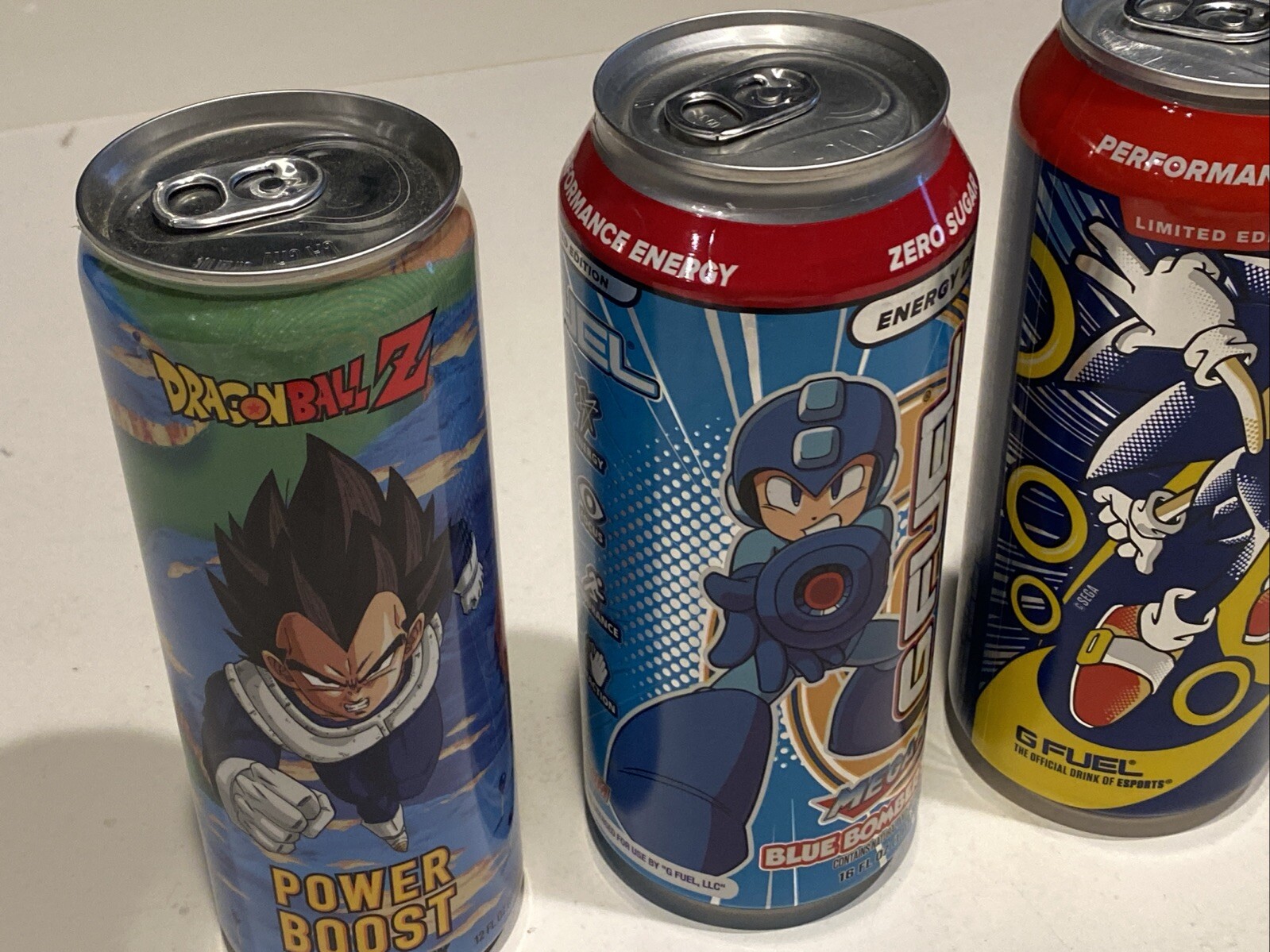 Megaman, Sonic The Hedgehog, DragonBall Z, LIMITED EDITION Energy Drinks