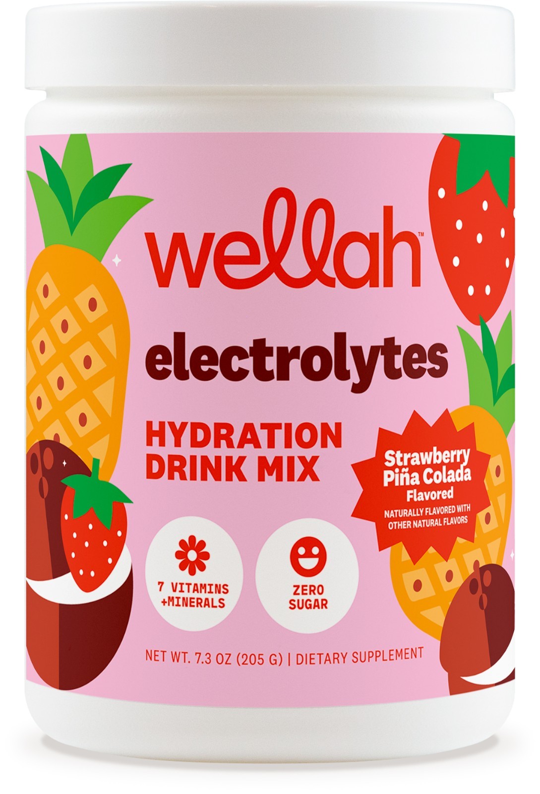 Wellah Electrolytes Powder (Strawberry Pina Colada) 50 Servings – Hydration Mix