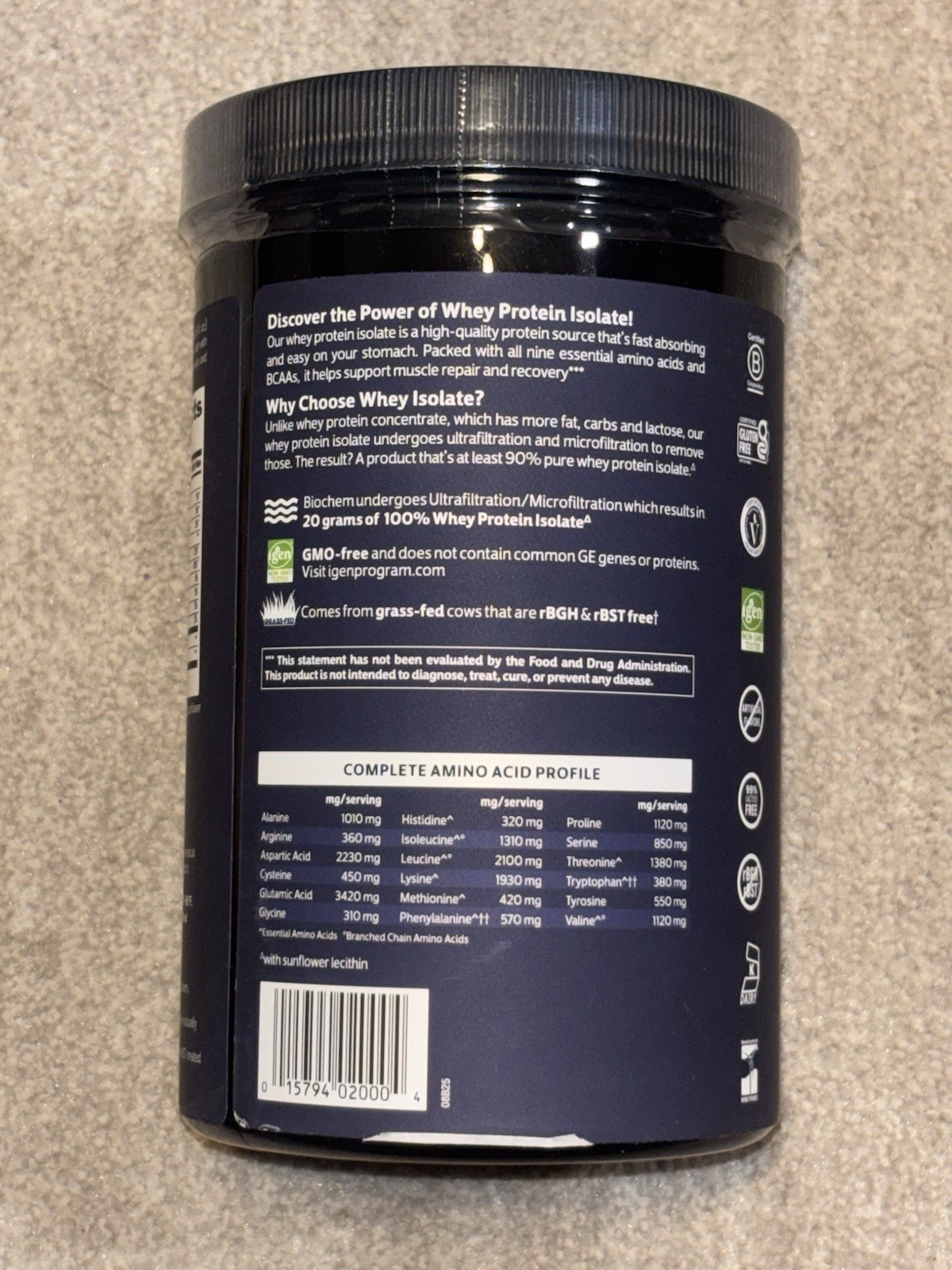Biochem 100% Whey Isolate Protein – Sugar Free Chocolate 14 Servings