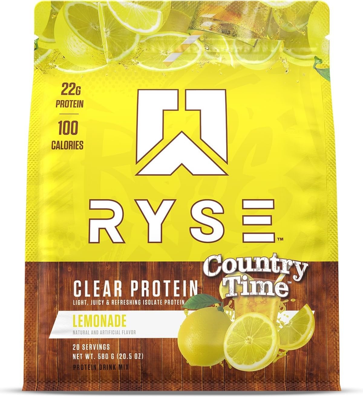 Ryse Clear Whey Isolate Protein Powder – Country Time Lemonade – 22g Fast-Digest