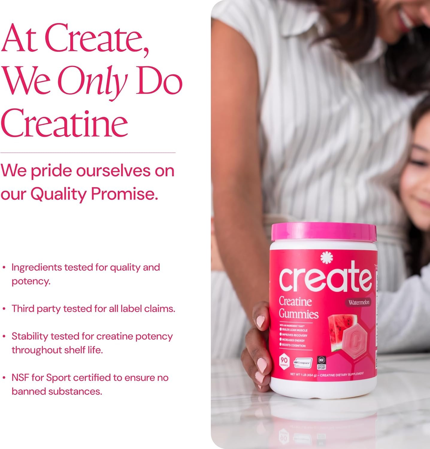 Create Creatine Monohydrate Gummies for Men And Women 90 Count Watermelon 9/2027