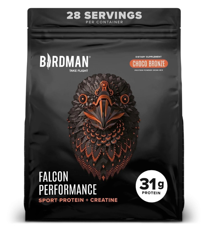BIRDMAN Falcon Vegan Protein with Creatine, Chocolate, 28 Servings