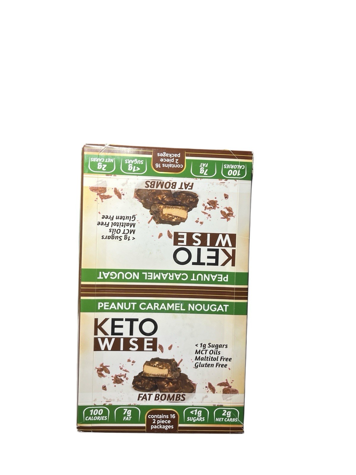 Keto Wise Fat Bombs Peanut Caramel Nougat – 16 Packs Low Carb Keto Snack 1g Sug