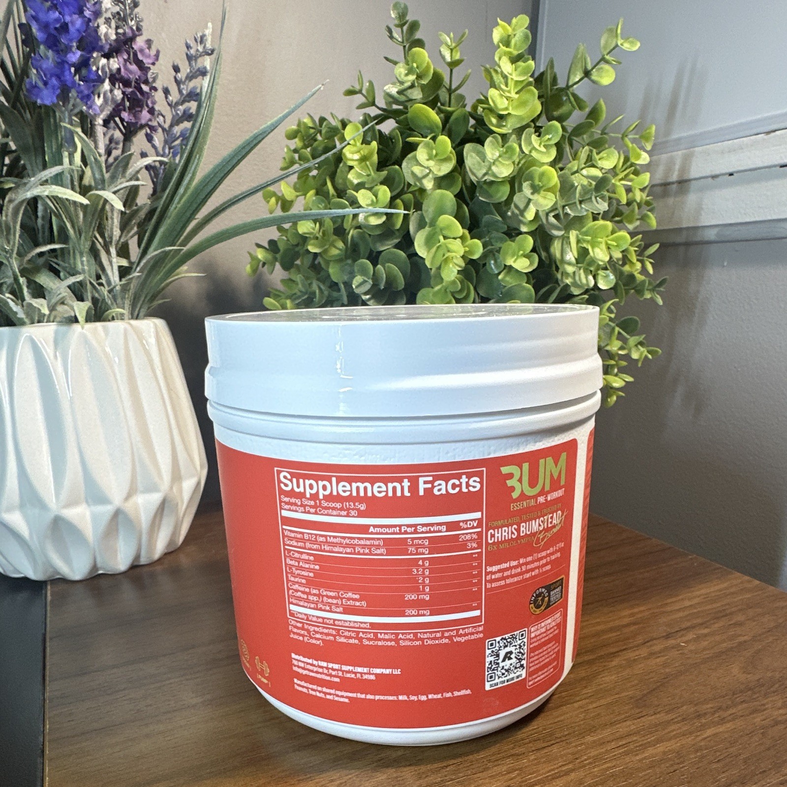 BUM Essential Raw Pre-Workout Powder, Sour Watermelon Flavor