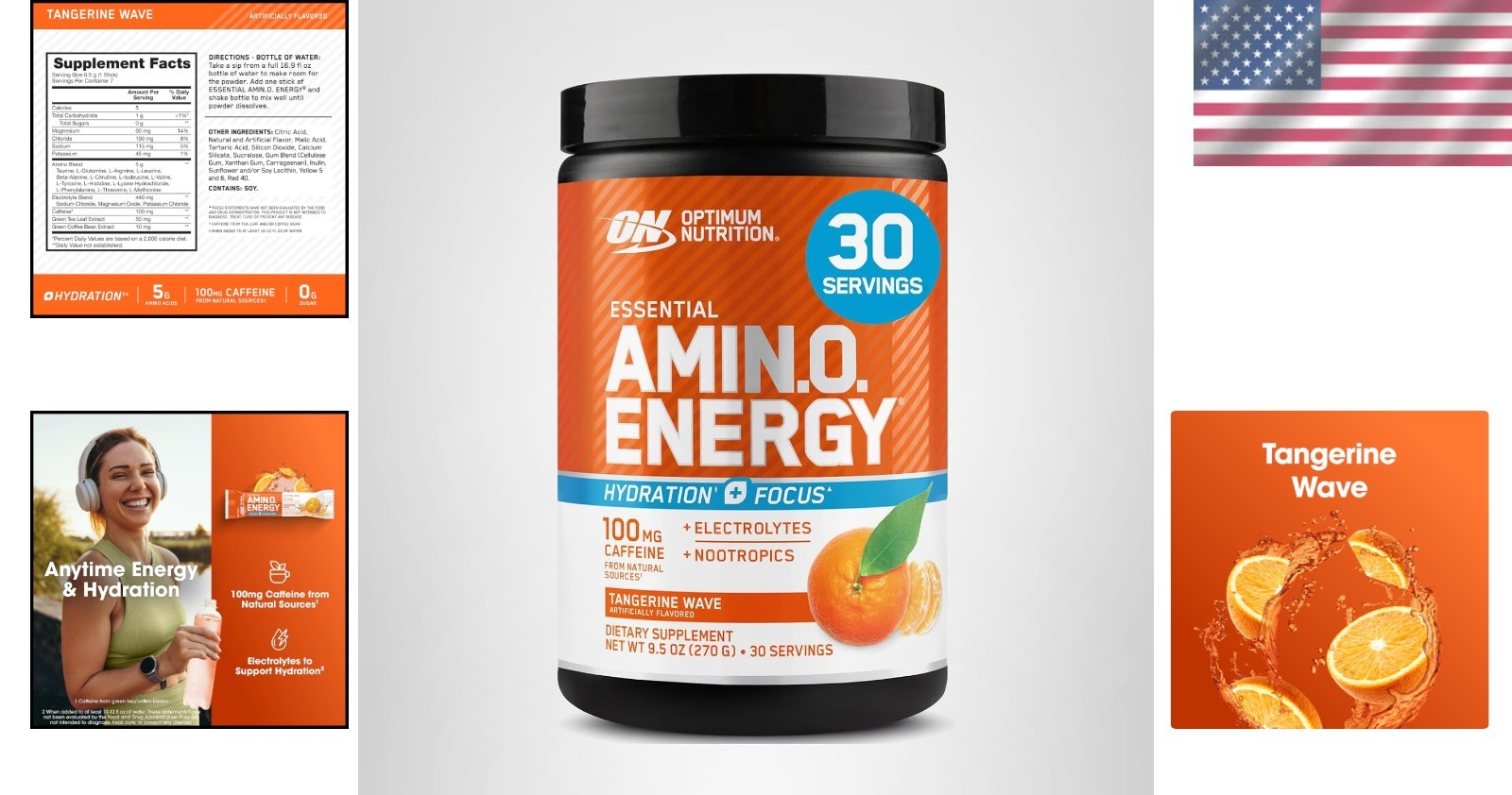 Banned Substance Tested Amino Energy + Electrolytes, 7 Count Tangerine Packs