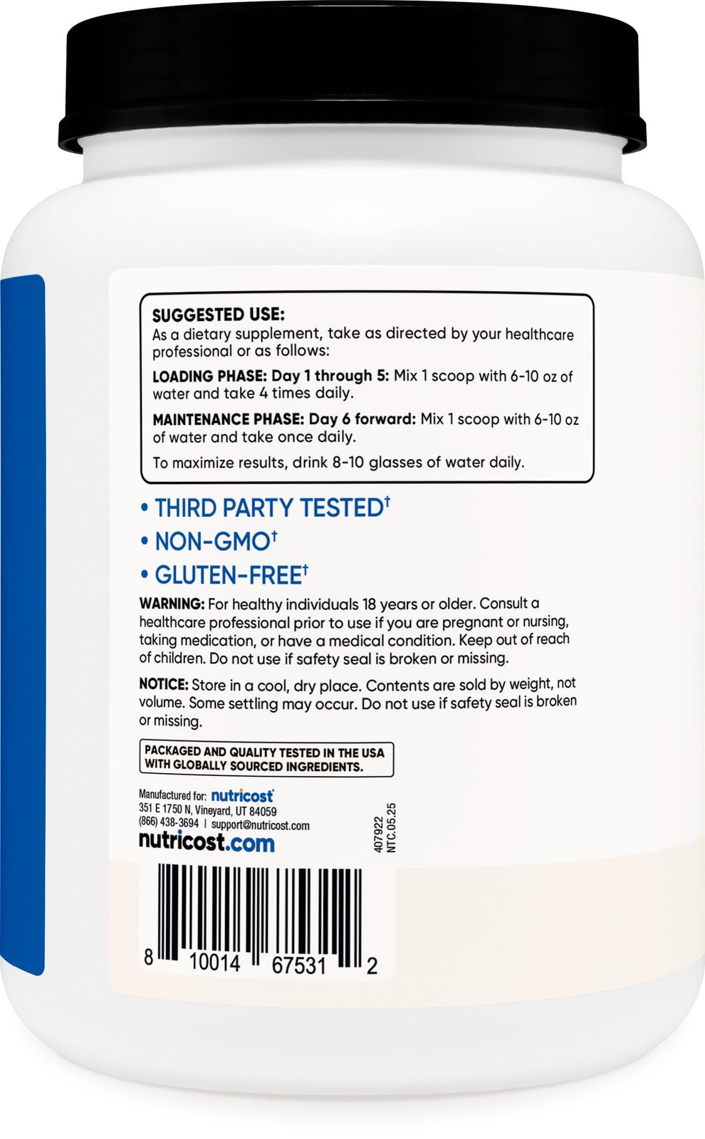 Nutricost Creatine Monohydrate Micronized Powder 1000 Gram (Pack of 1), White