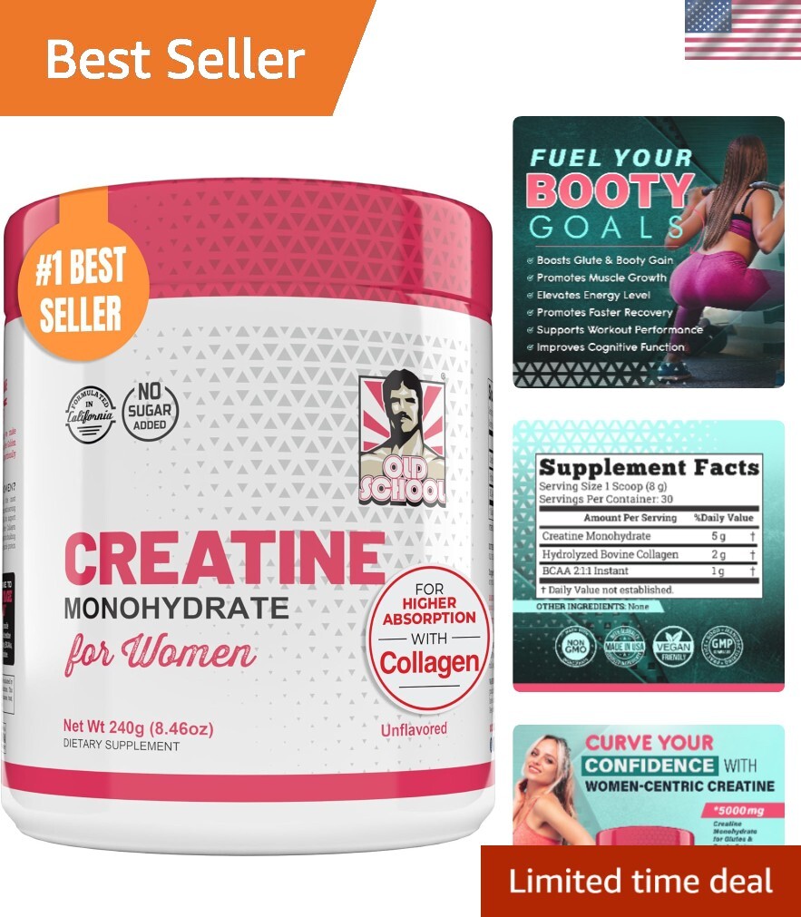 5G Creatine Monohydrate Powder for Women Booty Gain +2000Mg Collagen +1G BCAA 2: