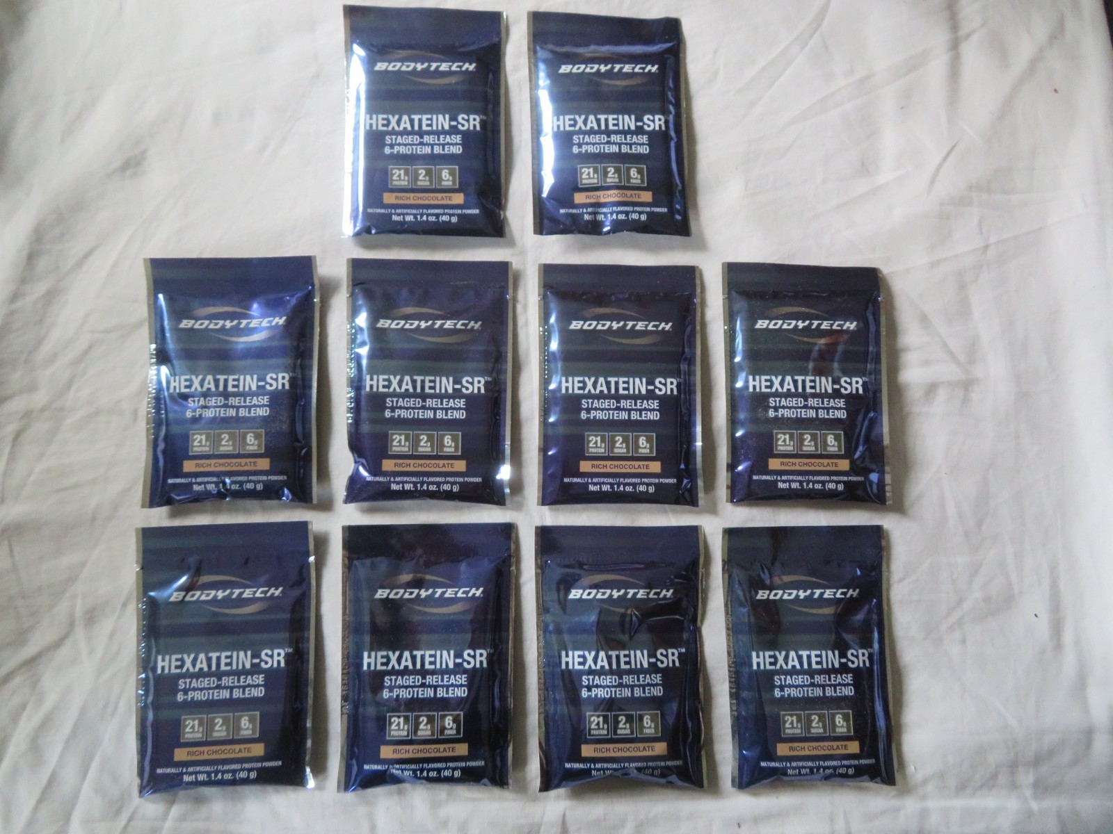 (10) Count Lot Bodytech Hexatein-SR 6-Protein Blend Rich Chocolate 1.4 Oz Each