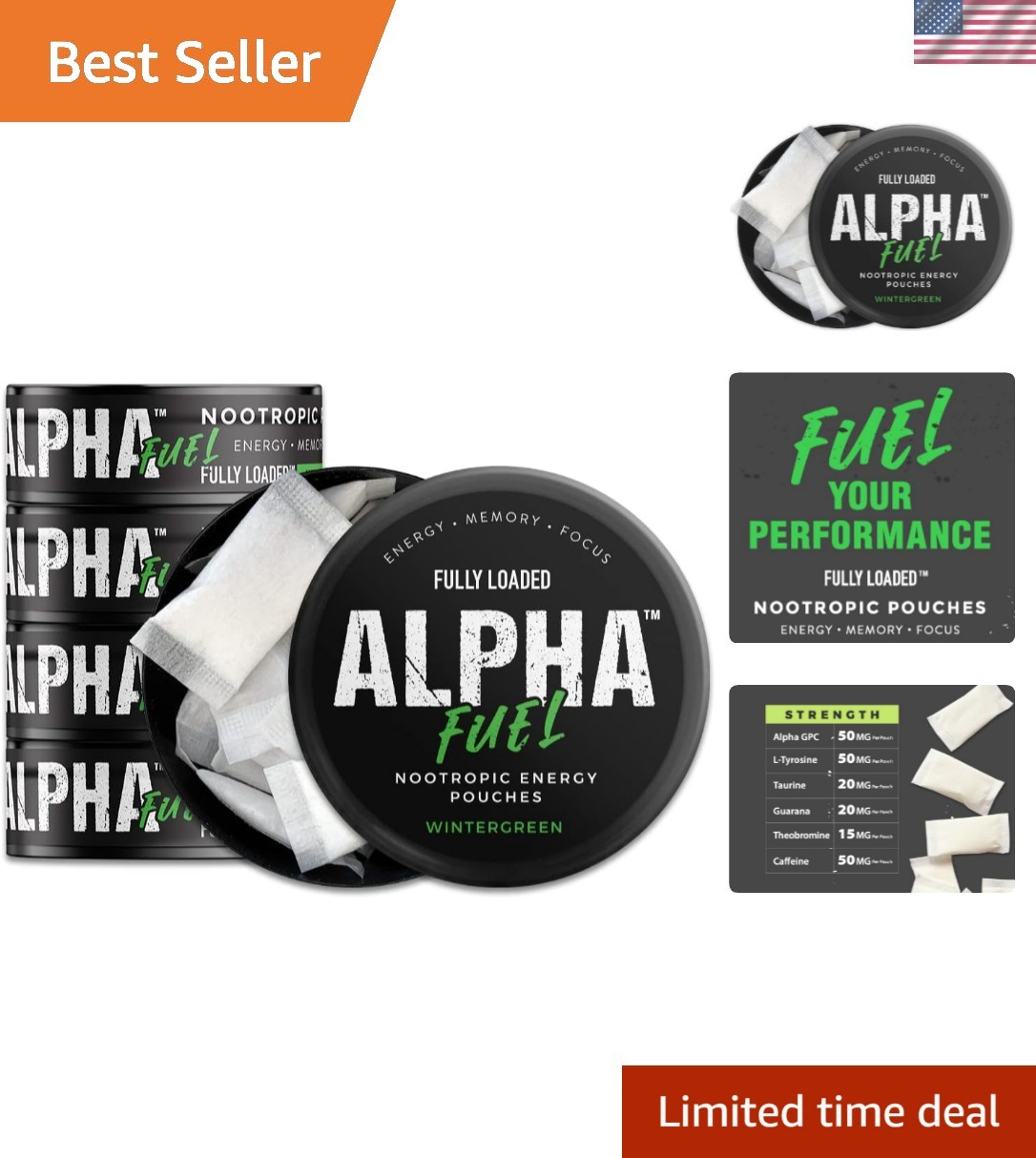 Fully Loaded Alpha Fuel Nootropic Pouches Wintergreen Fuel – Nootropic Energy…
