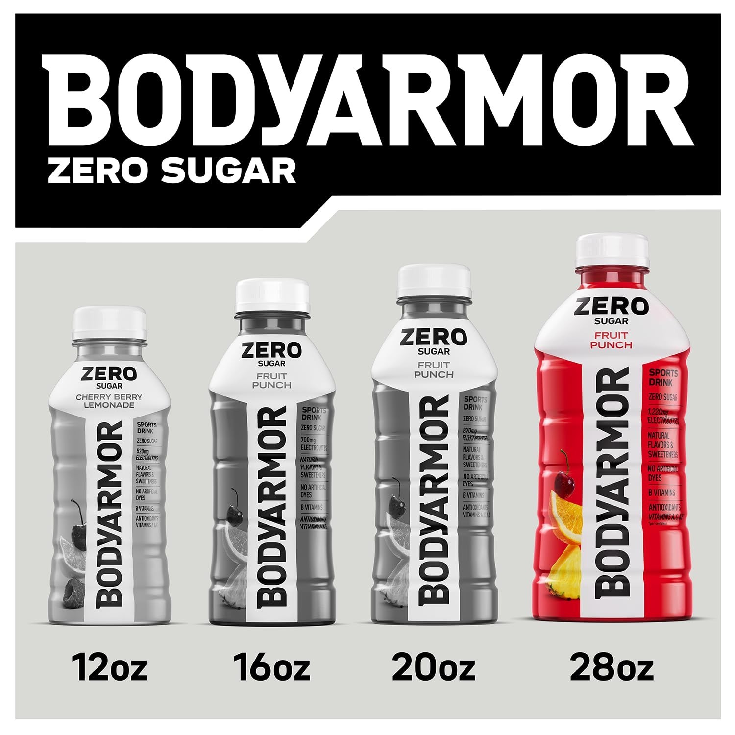 BODYARMOR ZERO Sugar Fruit Punch 28oz 15-Pack Electrolyte Sports Drink