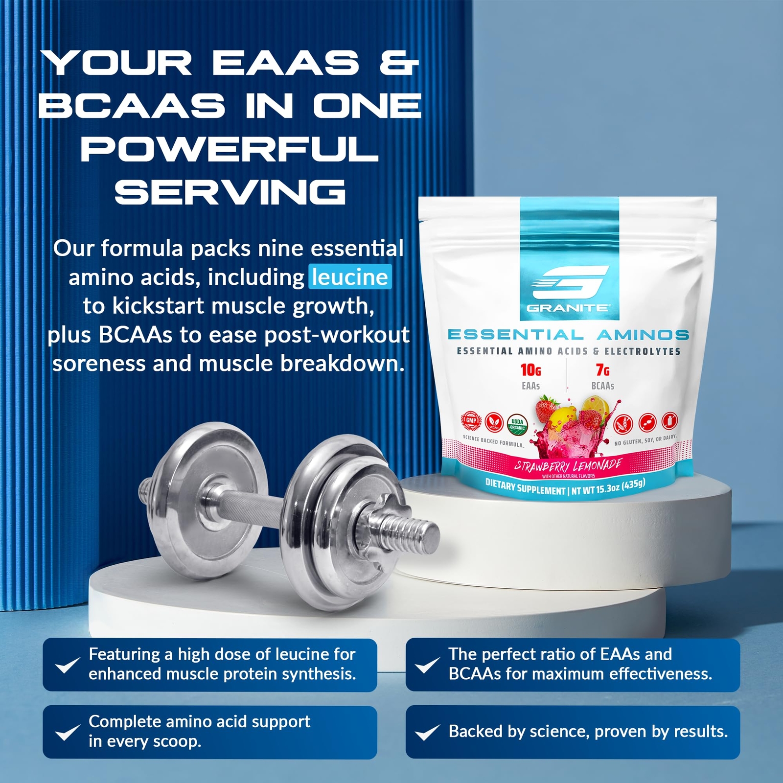 Granite Essential Amino Acids Powder for Muscle Recovery and Growth with 10g …