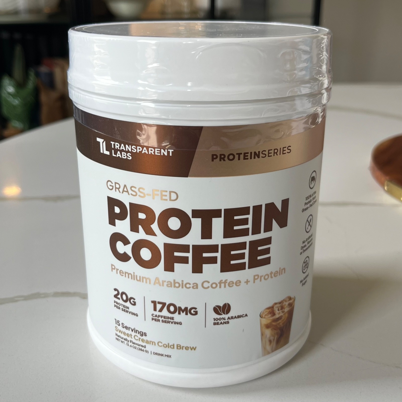 Transparent Labs Protein Coffee Grass-Fed 15 Srv Sweet Cream Cold Brew 13.6 oz
