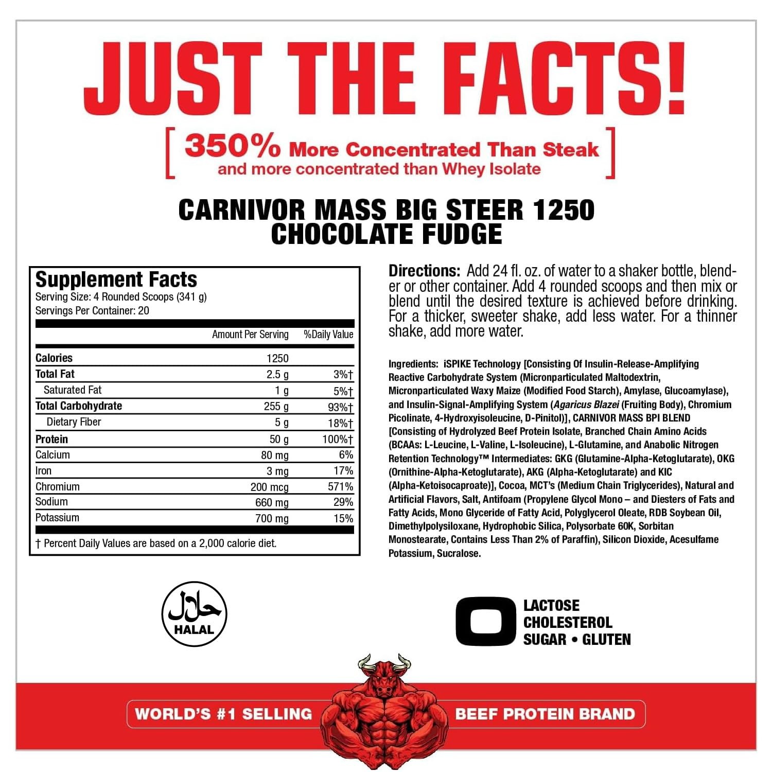 MuscleMeds Carnivor Mass Chocolate Big 15 Pound (Pack of 1), Fudge
