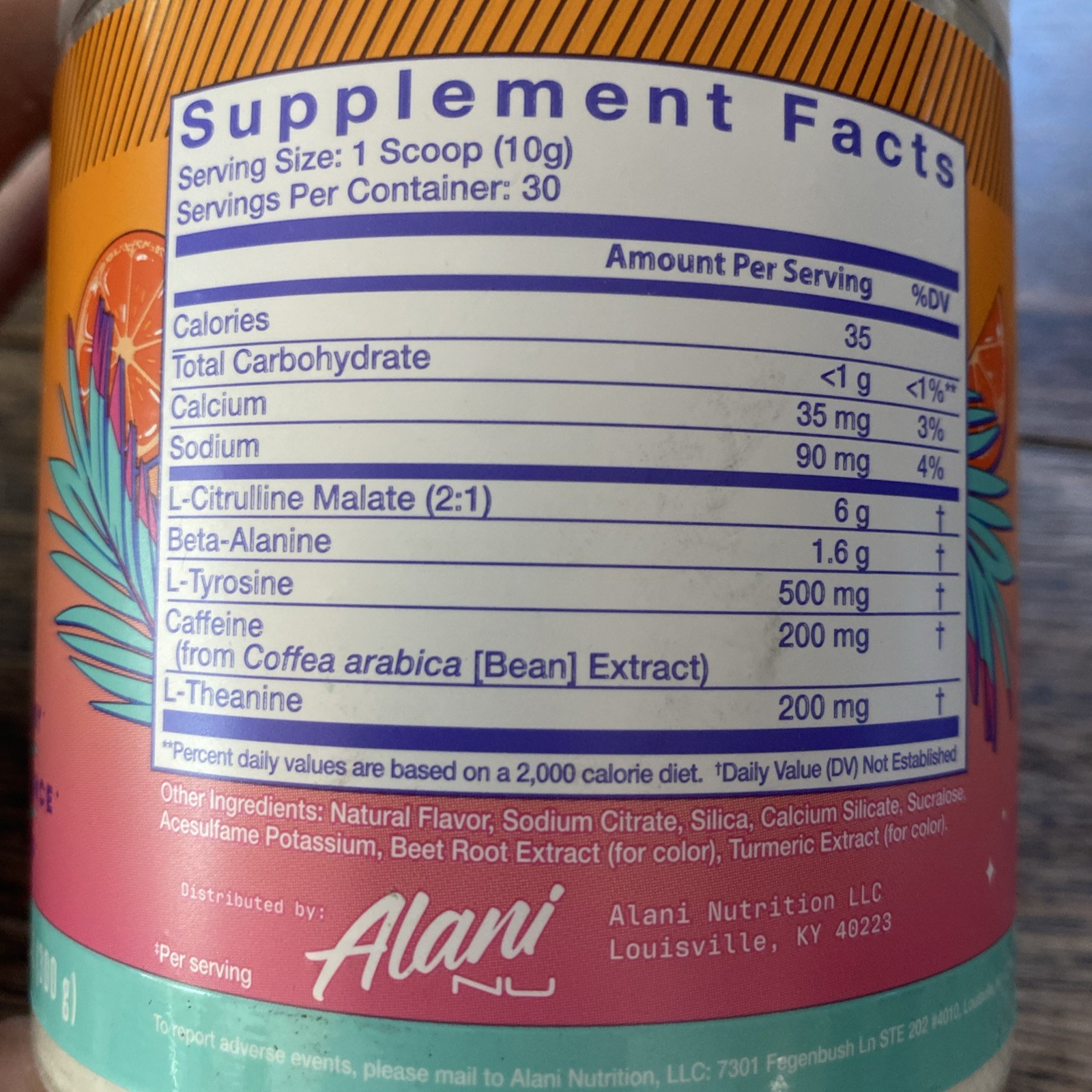 Alani Nu Pre Workout Powder Orange KISS 30 Servings Caffeine Pink Salt 07/27 NEW