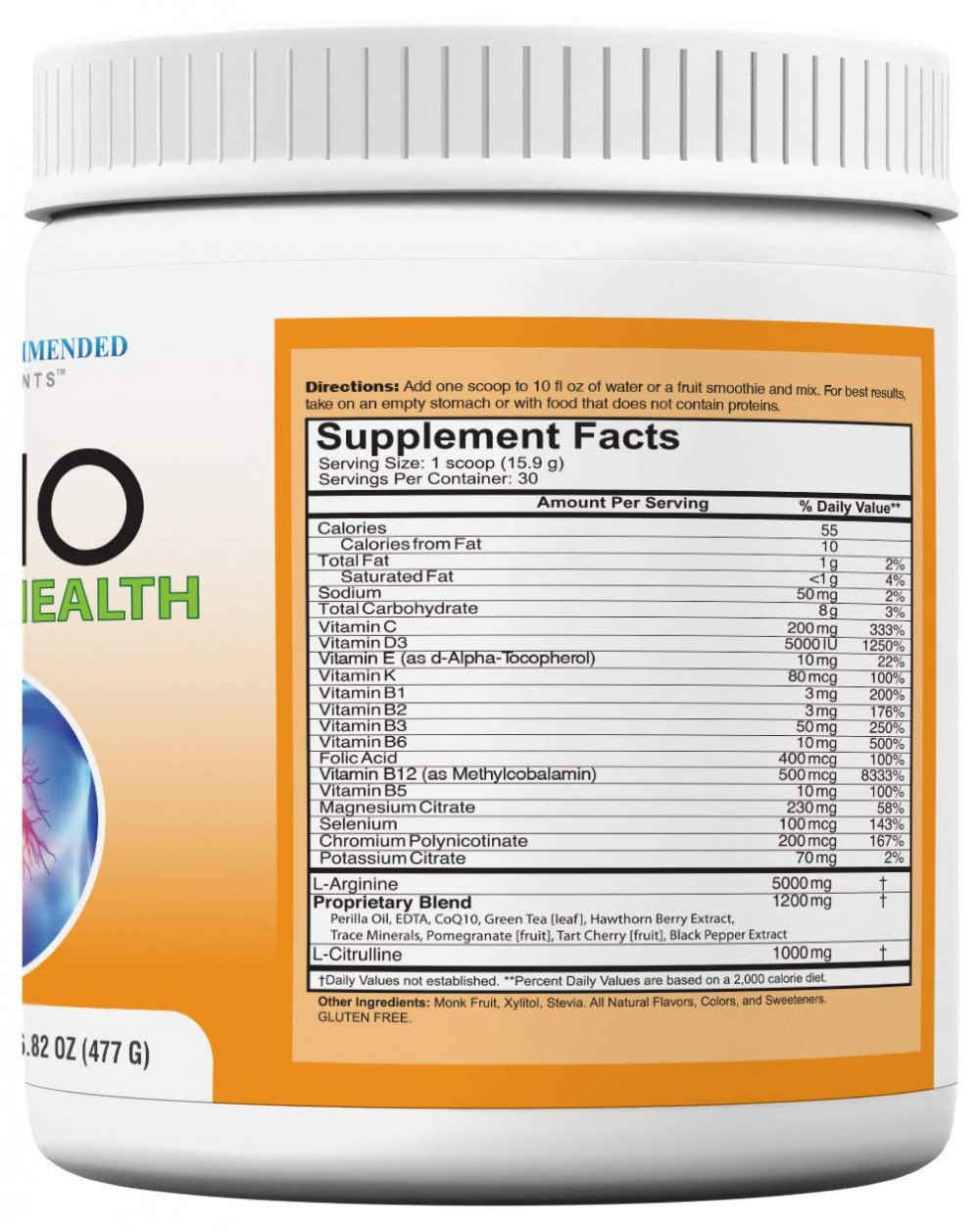Doctor Recommended Cardio Heart Health Powder – L-Arginine Supplement 5000mg