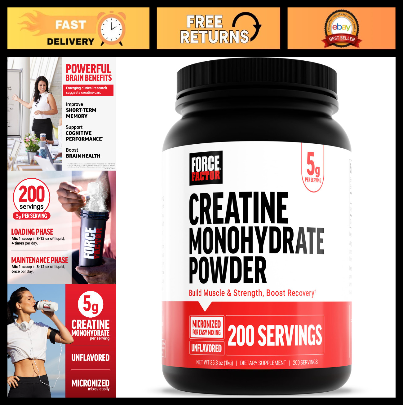Micronized Creatine Monohydrate Powder 5g – Muscle Growth, Strength, Recovery, 2