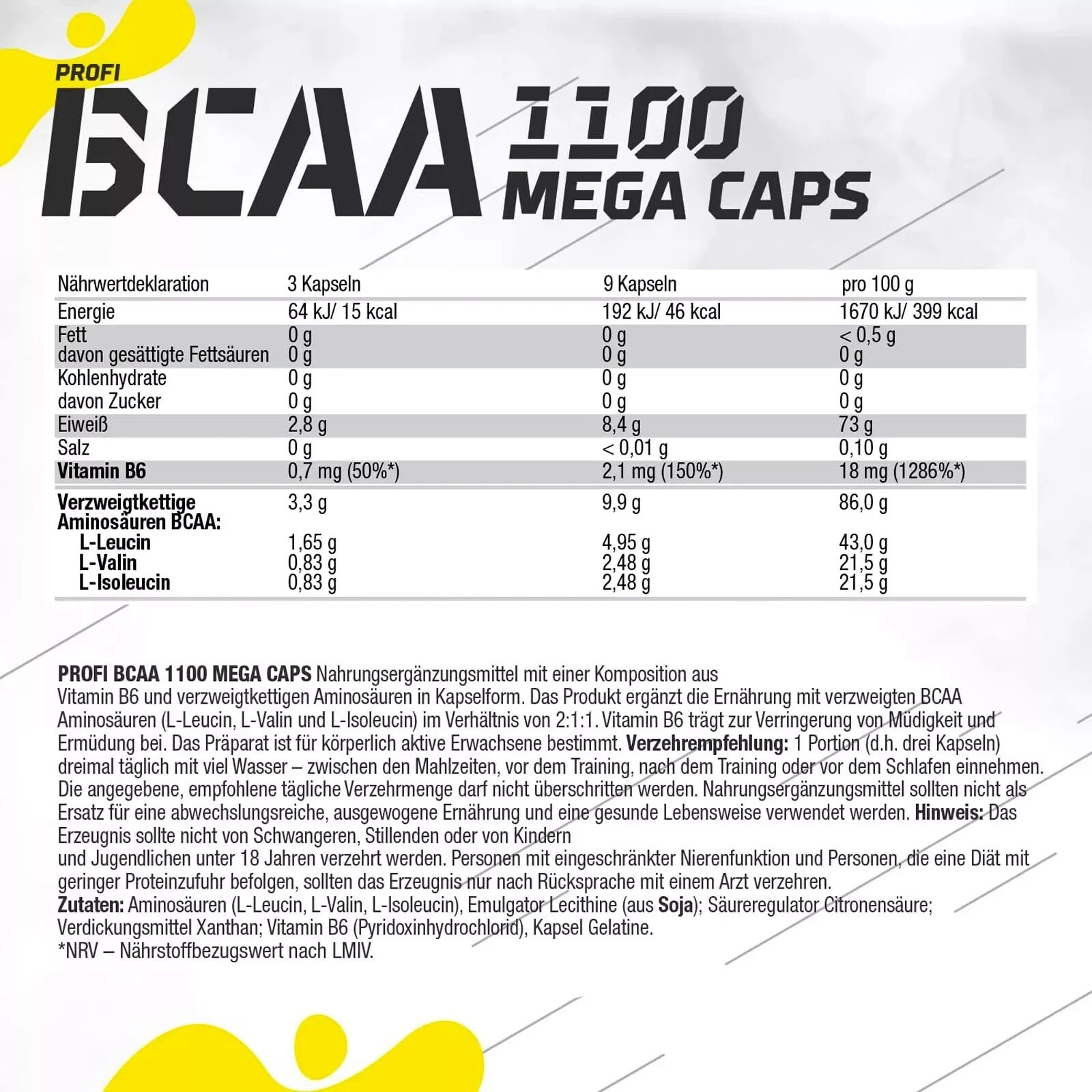 BCAA 1100 Mega Caps – muscle building, protection against breakdown,regeneration