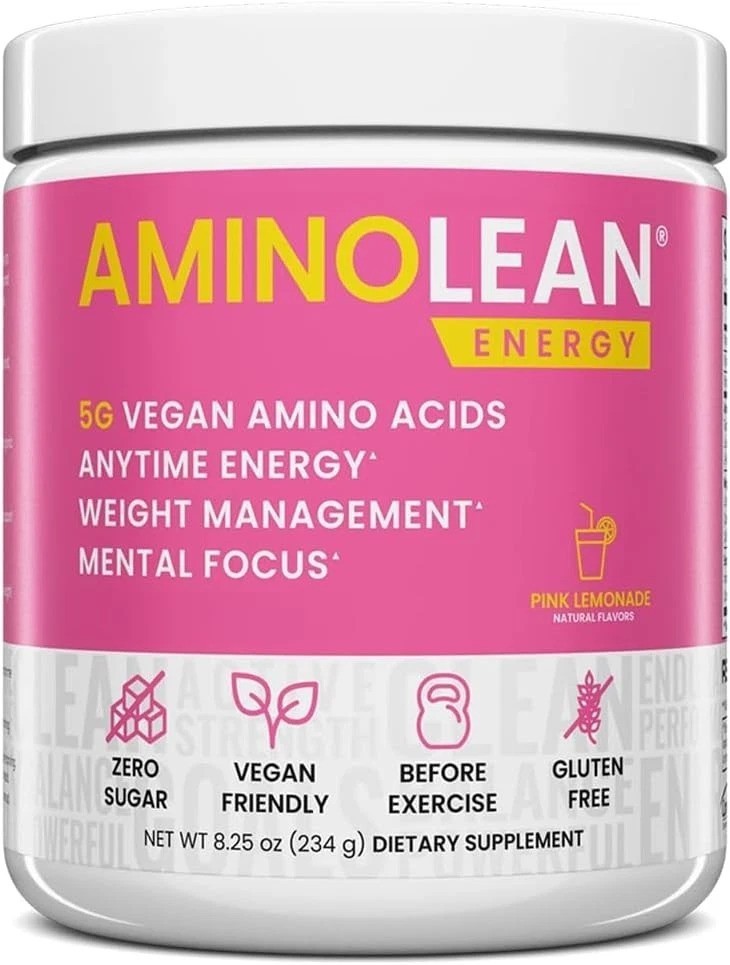 AminoLean Pre Workout Powder – Pink Lemonade, 30 Servings of Clean Energy
