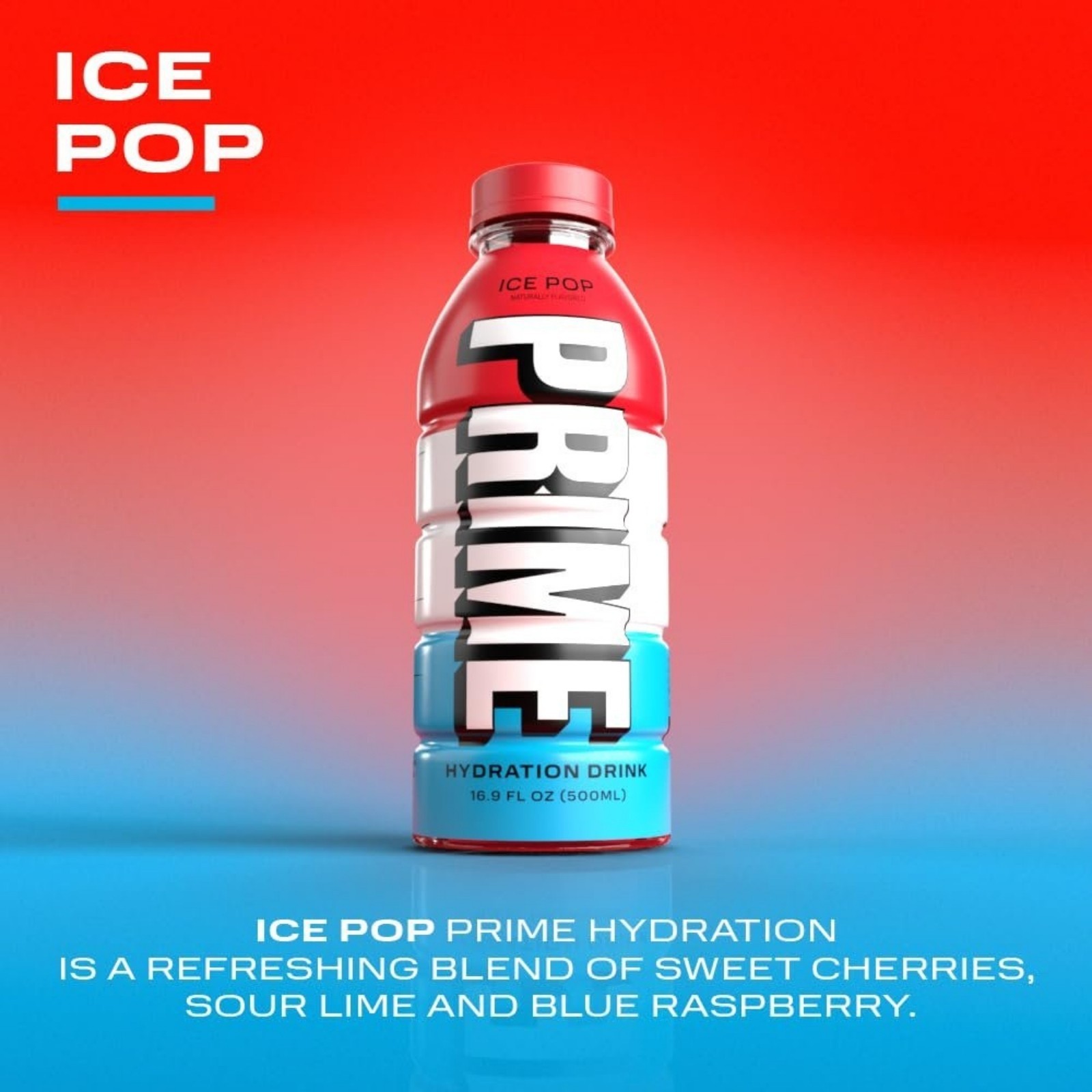 Prime Hydration ice pop Drink, 16.9 fl oz – Ice Pop (12 Pack)