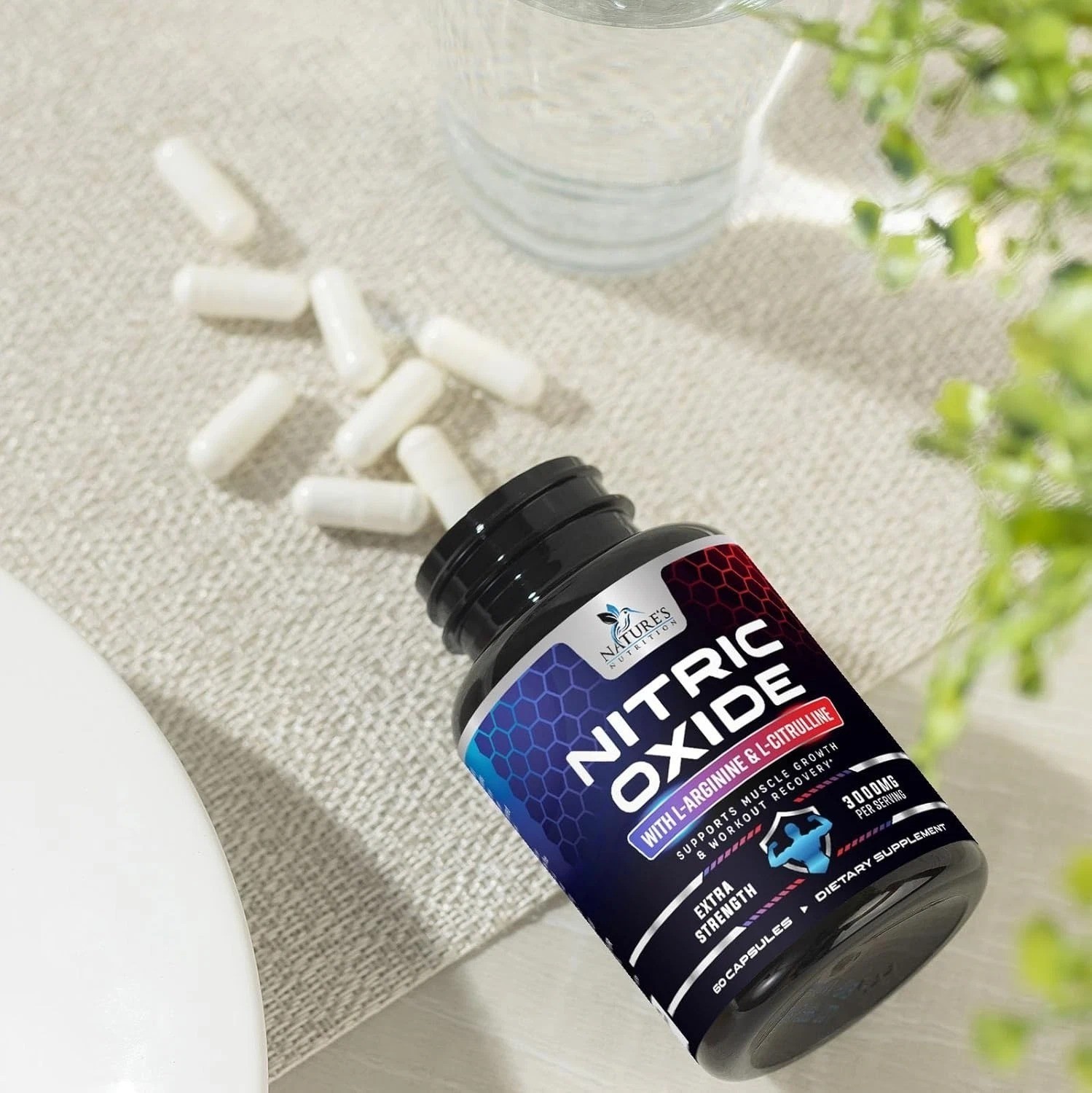 Nitric Oxide Booster 3000mg L-Arginine 3X Extra Strength Capsules