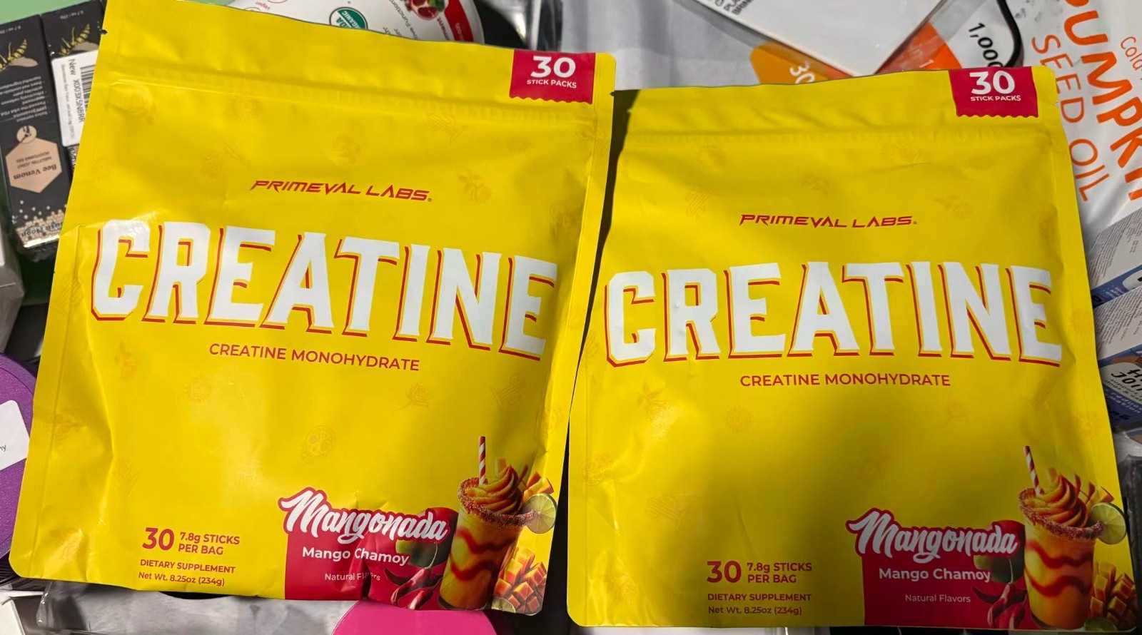 Primeval Labs Clean Creatine Monohydrate Powder 2 packs of 30 per bag