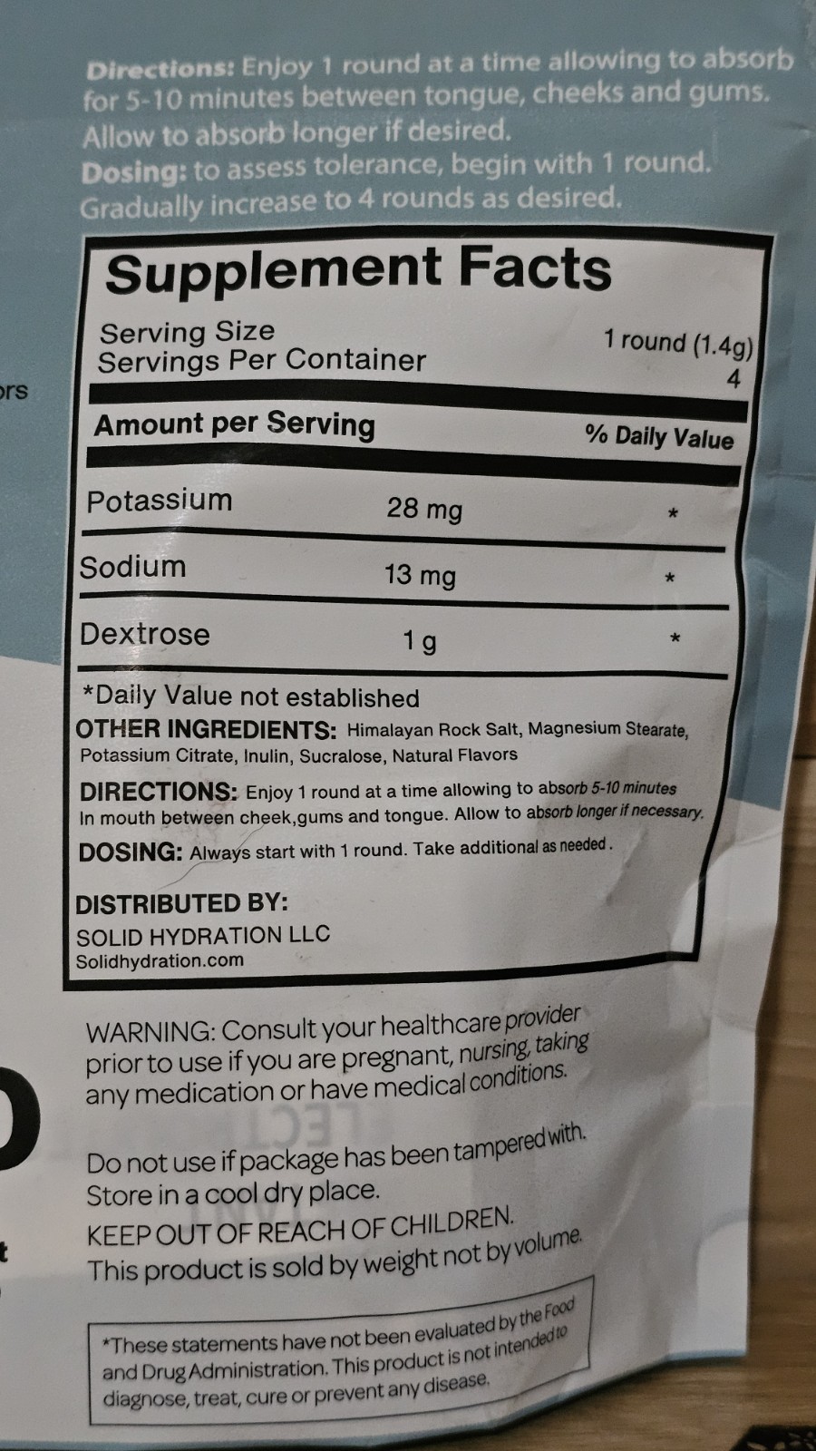 Solid H Electrolyte Intra Oral Absorption Rounds Peppermint 80 Count New Sealed