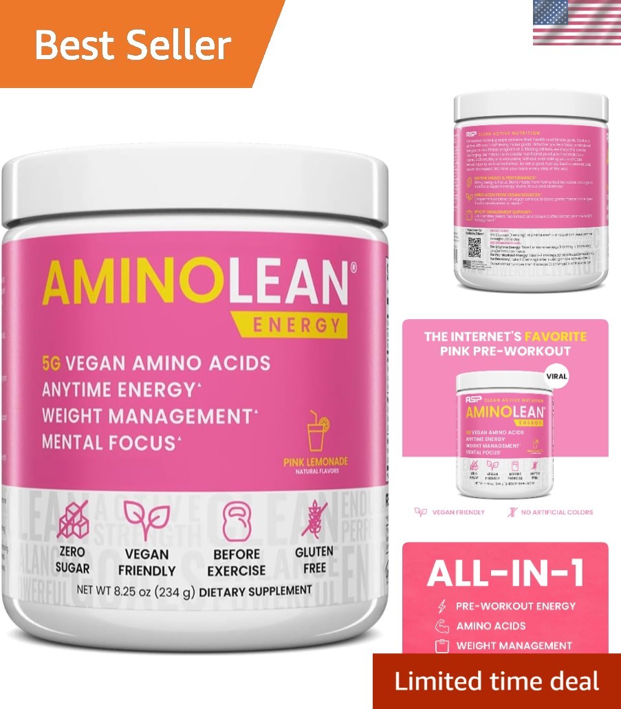 AminoLean Pre Workout Powder – Pink Lemonade 30 Serv